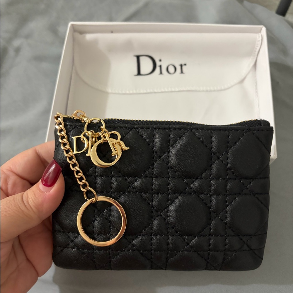 Dior Black Quilted Pouch with Gold Accents